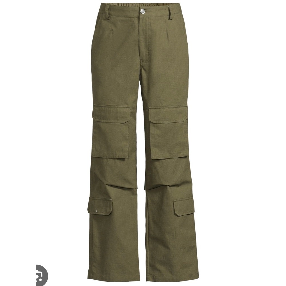 NWT Liv & Lottie Cargo‎ Pants Wide Leg Olive Green XL (34x29) Rip Stop NEW